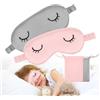 umorismo 2 mascherine per dormire per bambini, con blocco della luce, maschera da notte con occhi di seta, regolabile, morbida, con custodia, per ragazze e ragazzi, grigio, rosa