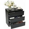 Liink1Ga Cassettiera Camera da Letto in Legno Nero Larghezza 70 cm Cassettiere Bianche 3 Cassetti, Comodino Cassettiera e Credenza Bianco per Ufficio Soggiorno Corridoio Mobili(70x40x75CM)