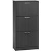 INTRECCI Scarpiera in Rovere 3 Ante - Design Salvaspazio Slim Profondità 24cm - Mobile Porta Scarpe in Legno, Capacità 18 Paia - Facile da Montare, Ideale per Ingresso e Corridoio - Colore: Nero