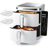 GOURMETmaxx FryUp Friggitrice ad aria calda verticale a doppia camera | Airfryer verticale | display touch pieghevole | 32% salvaspazio | capacità 10 l | friggitrice ad aria calda 2 camere