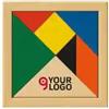 Gioco tangram in legno colorato, 7 pezzi, con bustina in cotone Personalizzate o neutre