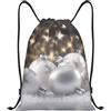 Generic Zaino con Coulisse White Xmas Balls Drawstring Backpack Pieghevole Sacca da Palestra Resistente Sacchetta Sportiva per Scuola Unisex Vacanze