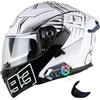 NIKANXIA Casco moto modulare Bluetooth omologato DOT ed ECE - Casco moto integrale apribile con doppia visiera, altoparlanti integrati, design leggero for motociclisti uomini donne adulti(I,XXL=63-64cm)