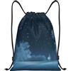 Generic Zaino con Coulisse Winter Wonderland Borsa con Coulisse Impermeabile Drawstring Backpack Pieghevole Sacca da Palestra per Viaggi Vacanze Scuola