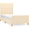 vidaXL Struttura letto senza materasso crema 90x200 cm in tessuto