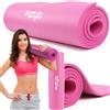 Fizyo Tappetino per yoga e pilates Fizyo - Tappetino antiscivolo per ginnastica NBR fitness 183x61x1 cm - Spessore 10 mm - Rosa