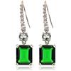 Rizilia [RIZILIA CLASSIC] ciondola goccia Anelli dell'orecchio gancio con taglio dello smeraldo delle pietre preziose della CZ [verde smeraldo] in oro bianco 18K ha placcato, semplice moderno ed elegante