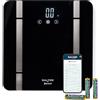 Salter Bilancia Pesapersone Intelligente Bluetooth - Max 200 kg, misura peso, grasso corporeo/acqua, massa muscolare/ossea, BMI e BMR, fino a 8 utenti, app Salter Health, nero