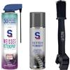 S100 Spray catene bianco, detergente catene e set spazzole per catene: 520ml e 300ml