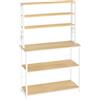 VASAGLE Scaffale Cucina, Mobile Cucina, Scaffale per Microonde, 6 Ripiani, 6 Ganci, Struttura in Acciaio, Stile Rustico, 40 x 100 x 167 cm, Rovere Dorato e Bianco Nuvola KKS039Y09