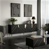 Dmora Credenza Landiona 40x204x72h cm Nero Cassetti 4 Ripiani, Madia