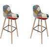 HOME DECO FACTORY - Sgabello da bar, motivo: Patchwork Riga, in legno, set di 2