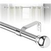 AWUIUNIE Asta per tenda argentata per finestre da 81 a 122 cm, set di aste regolabili con staffe, asta decorativa resistente da 1,6 cm per camera da letto, soggiorno, cucina, cromo lucido