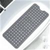FALSKT Tappeto Vasca Antiscivolo 92x40cm Silicone con 2 Ganci Antiscivolo Vasca da Bagno senza BPA Tappeto Doccia Antiscivolo con Ventose Antibatterico e Lavabile in Lavatrice Grigio