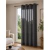 TEXTILE COLLECTION Tenda Canapone Roby Effetto Lino con Anelli - Media Coprenza 135×280 cm - 8 Colori Disponibili (Grigio scuro)