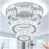 FRIXCHUR 15,7 lampadario a cristallo di fiori moderni a filo a filo a sfioramento leggero 2 anelli lampadari a sospensione per soggiorno camera da pranzo camera da letto (dimmerabile)