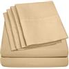 Sweet Home Collection Set di lenzuola per letto California king size, 6 pezzi, collezione Supreme 1500, in microfibra spazzolata fine, con tasca profonda, 2 federe extra, colore cammello