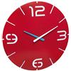 TFA Dostmann CONTOUR orologio da parete analogico di design, 60.3047.05, moderno, oggetto d'arredo, soggiorno, sala da pranzo, cucina, orologio al quarzo, regolazione manuale dell'ora, rosso-bianco