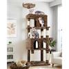 Globlazer Tiragraffi XXL Leopardo per Gatto Grandi, Albero per Gatti 183 cm con Peluche Letto Bara Grotte Piattaforma Cesto, Tiragraffi per Gatto Adulti Riposare Giocare Interno (S72, Leopardo)
