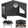 ACXIN Gazebo pop-up, 3 x 3 m, con 3 livelli di altezza, robusta tenda per feste con tetto argento-Oxford, gazebo da giardino con corde, picchetti e borsa per il trasporto (antracite, con pareti