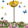 Generico Paletto da Giardino in Metallo con Fiore, Abbeveratoio Per Uccelli, Abbeveratoios A Forma Di Fiores, Vaschetta per Uccelli a Forma di Fiore per Decorazioni Giardino (Giallo)