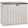 Toomax Storer Plus XL Baule da 1270L portattrezzi giardino, 145x85x124,5h cm effetto legno grigio talpa/marrone, porta bidoni spazzatura con coperchio assistito, resistente ai raggi UV, per esterni