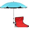 STARRY CITY Ombrellone per sedia con morsetto regolabile, superficie 115 cm, con attacco a clip per ombrellone per sedie da patio, sdraio, sedie a rotelle, golf cart (azzurro)