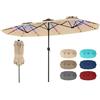 COSTWAY Ombrellone da Giardino Doppio 375 x 200 cm, con 108 Luci Led, Manovella, Anti-UV, 12 Stecche Metalliche, per Terrazza, Piscina e Cortile (Beige, 375 x 200 cm con luci)