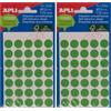 Apli 2058 - Confezione di 5 fogli con etichetta, diametro: 13 mm, colore: verde (Confezione da 2)