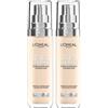 L'Oreal Paris True Match - Fondotinta liquido, infuso con acido ialuronico, SPF 17, disponibile in 40 tonalità, 1.W Warm dore, 30 ml (Confezione da 2)