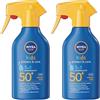 NIVEA SUN Kids Spray Protect & Care SPF 50+ 250 ml, Crema solare 50 bambini 3+ anni, Protezione solare 50 bambini spray extra resistente all'acqua e al sudore con Pantenolo, Vitamina C & E