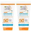 Garnier Ambre Solaire, Advanced Sensitive Kids Latte Protettivo Ultra-Leggero. Protezione molto alta per la pelle sensibile dei bambini, SPF50+, 50ml (Confezione da 2)