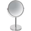 Spirella Specchio da Trucco, Specchio di Bellezza, Specchio cosmetico bifacciale, Specchio da toeletta Girevole Sydney, ingrandimento 2X - Argento Lucido