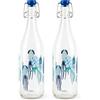 Excelsa Squid Bottiglia Acqua, 1 Litro, Vetro, con Guarnizione (Confezione da 2)