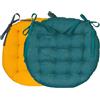 Atout Ciel Cuscino rotondo Bicolore D. 40 cm, blu anatra/senape