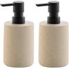 Douceur d'Intérieur Granite Dispenser per Sapone, Diametro 7 x 16 cm, poliresina, Tinta Unita, Sabbia (Confezione da 2)
