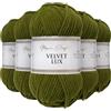Utopia Crafts Velvet Lux - Filato di ciniglia super morbido per lavorare a maglia e uncinetto, 5 confezioni da 100 g (oliva scuro)