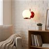 B·LED BARCELONA LED BARCELONA LED Applique da Parete ATOM Sfera in Vetro Bianco Ø15cm E27, Lampada da Parete Piccola con Supporto L in Alluminio Rosso, Stile Classico, Moderno, Vintage Illuminazione Interna Decorativa