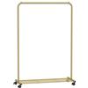 SONGMICS UHSR025A01 - Appendiabiti con ruote, appendiabiti in metallo da 25,4 mm, con ripiano in rete densa, capacità di carico di 50 kg, 2 freni, colore: oro