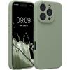 kwmobile Cover per iPhone 16 PRO Custodia - Back Case per Smartphone in Silicone TPU - Protezione Gommata - Verde Grigio