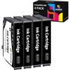 Hookink 604XL Compatibili per Epson 604XL 604 XL Nero per Expression Home XP-2200 XP-2205 XP-3200 XP-4200 Workforce WF-2910 WF-2930 WF-2950 (4 Nero)