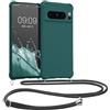 kwmobile Custodia Compatibile con Google Pixel 8 Pro Cover - Back Case in Silicone TPU - Protezione Smartphone con Cordino - petrolio