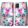 Mo-Somnus Cover per Samsung Galaxy A51 4G, Custodia in PU Pelle Magnetica Libro Flip Caso Antiurto Portafoglio [Supporto Stand] con Porta Carte e Cinturino da Polso Wallet Case (Fiore 1)