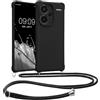 kwmobile Custodia Compatibile con Xiaomi Redmi Note 13 Pro+ 5G / Redmi Note 13 Pro Plus 5G Cover - Back Case in Silicone TPU - Protezione Smartphone con Cordino - nero