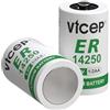 ViCep 2-Pack ER14250 1/2AA 3.6V Batteria al litio Li-SOCL₂1200mAh LS14250 Compatibile con il sistema di sicurezza domestica, monitor di movimento Non ricaricabile