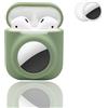 Generico Custodia 2 in 1 Compatibile con Airpods 1/2 Compatibile con AirTag, Cover in Silicone Morbido Antigraffio, Anticaduta e Anti-Smarrimento per Airpod Pro 1/2 Uomini Donne