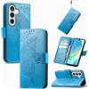 JIUNINE Custodia Protettiva per Samsung Galaxy S26, Cover Libro PU Pelle Antiurto Portafoglio con Design Farfalle 3D, Slot per Carte, Supporto Stand Regolabile, Chiusura Magnetica, Blu