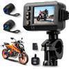 VECHTEL Dashcam anteriore e posteriore per moto, 1080p, display HD da 2 pollici, doppia fotocamera per moto, impermeabile, registrazione in loop, sensore G integrato, telecomando e scheda SD da 32 GB