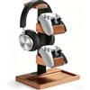 QzheMuw Supporto in legno per controller e cuffie, porta-cuffie in legno, organizer da scrivania, accessori da scrivania universali compatibili con PS5, PS4, Xbox One e Nintendo Switch