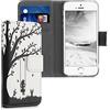 kwmobile Custodia Compatibile con Apple iPhone SE (1.Gen 2016) / iPhone 5 / iPhone 5S Cover - Portafoglio Pelle Sintetica con Chiusura Magnetica - Porta Carte Altalena Sull'Albero
